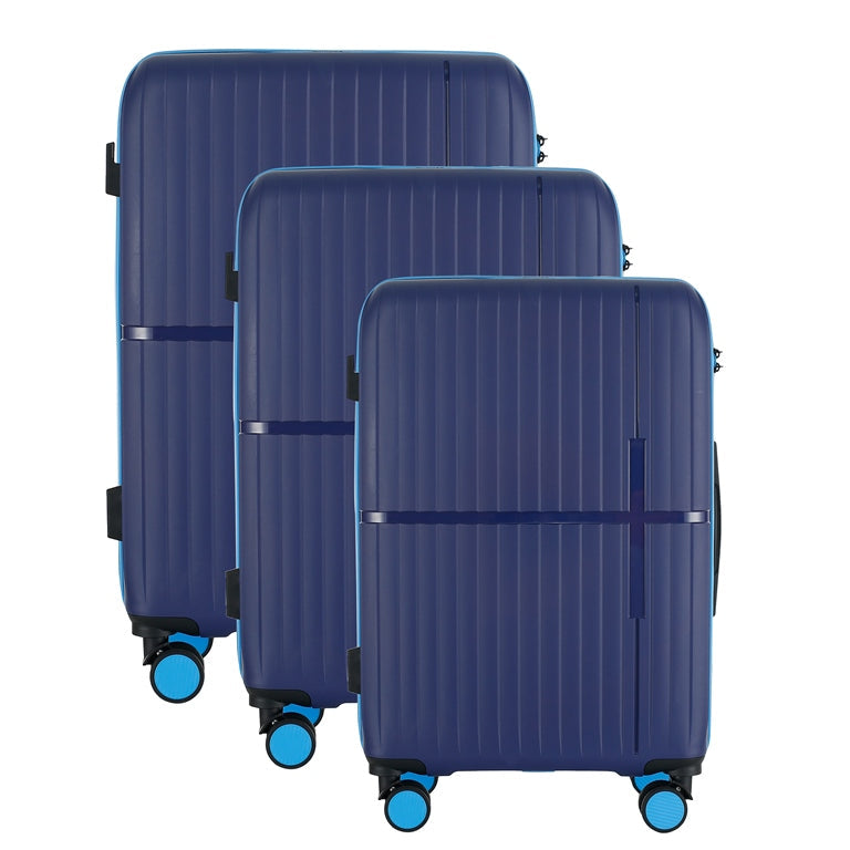 GALA 3-Piece Luggage Set – Polypropylene Hardshell, Lightweight, 360° Dual Spinning Wheels, Combo Lock - 20", 24", 28"