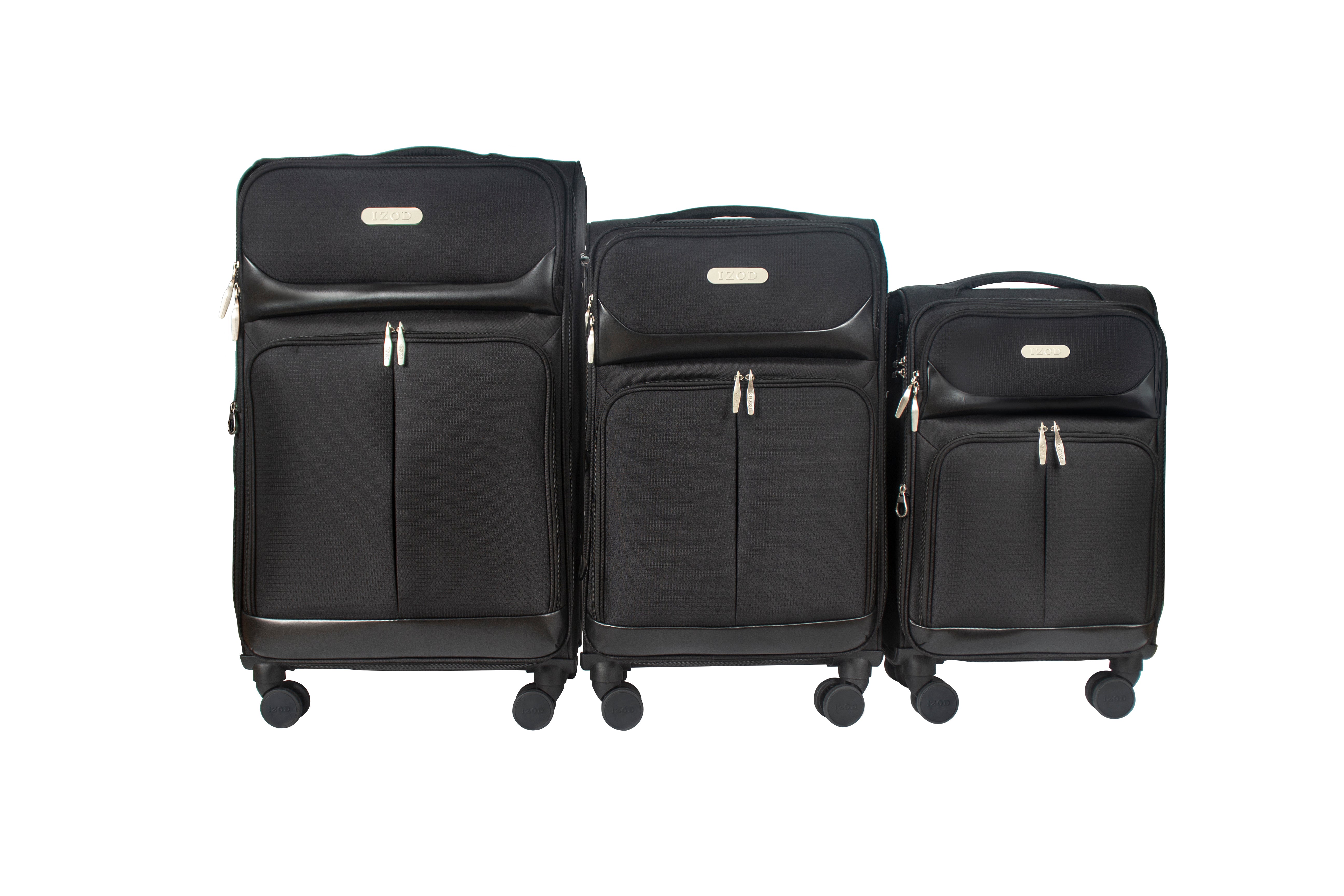 IZOD Ocean Soft Shell Lightweight Expandable 360 Dual Spinning Wheels Combo Lock 28", 24", 20" 3 Piece Luggage Set