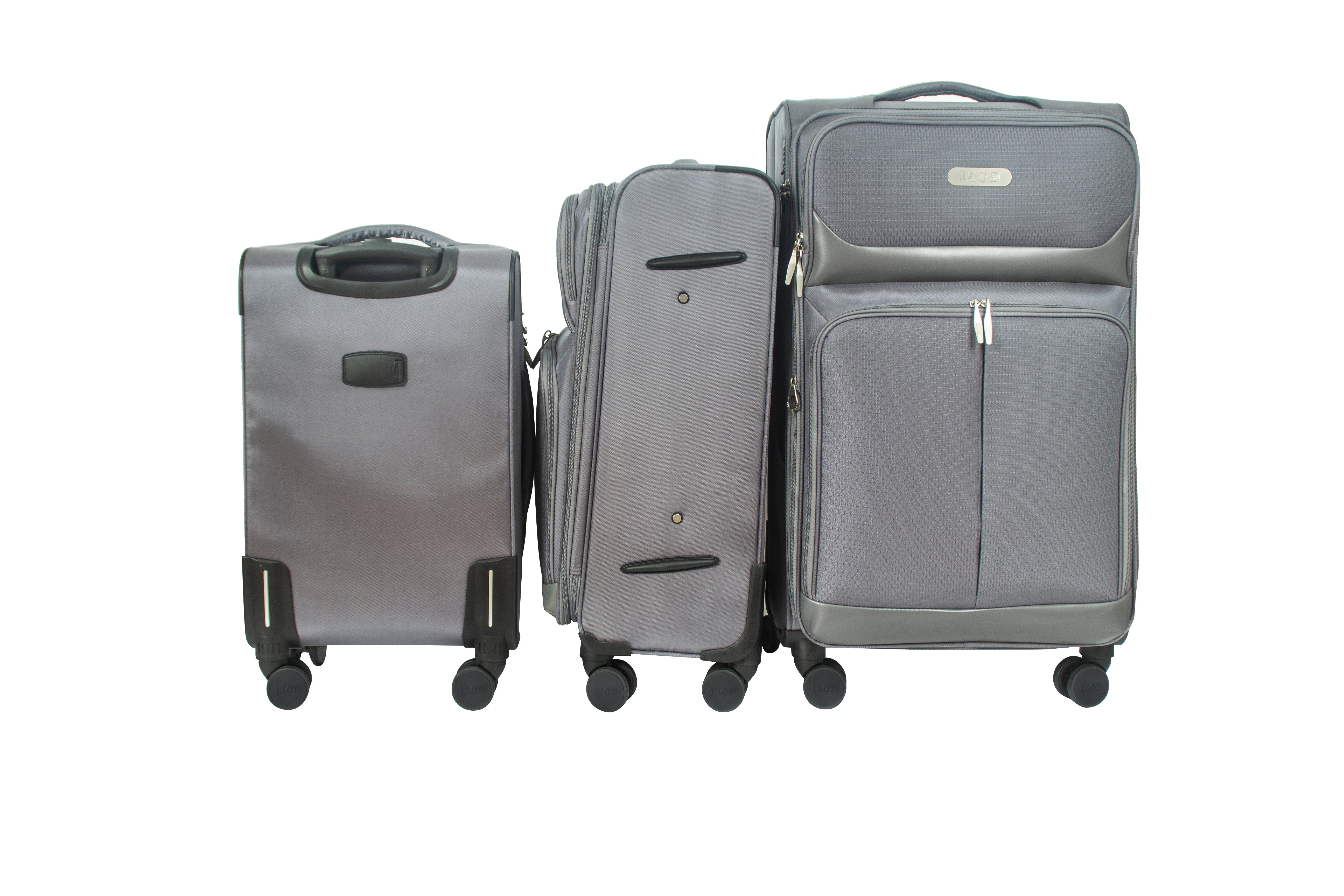 IZOD Ocean Soft Shell Lightweight Expandable 360 Dual Spinning Wheels Combo Lock 28", 24", 20" 3 Piece Luggage Set