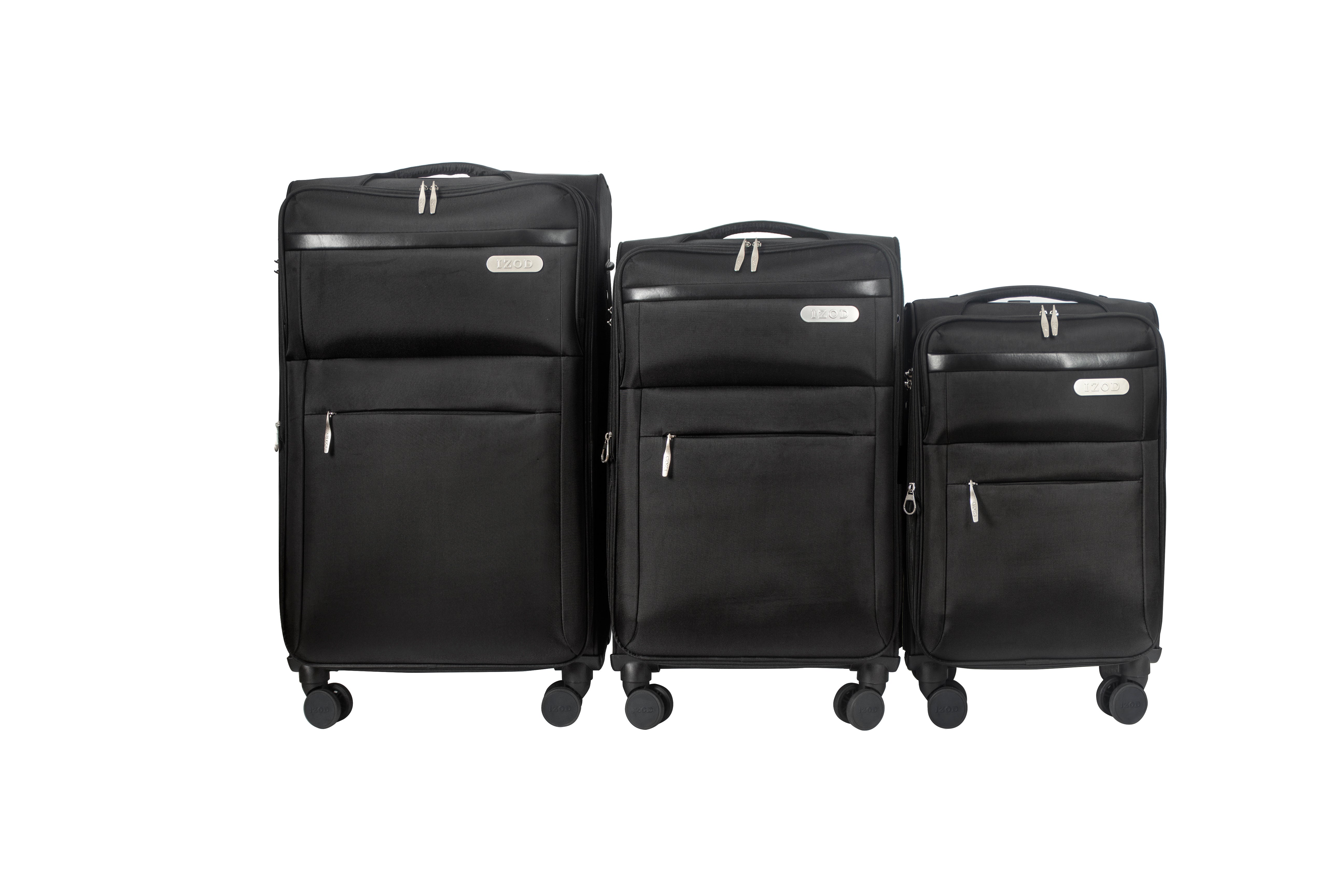 IZOD River Soft Shell Lightweight Expandable 360 Dual Spinning Wheels Combo Lock 28", 24", 20" 3 Piece Luggage Set