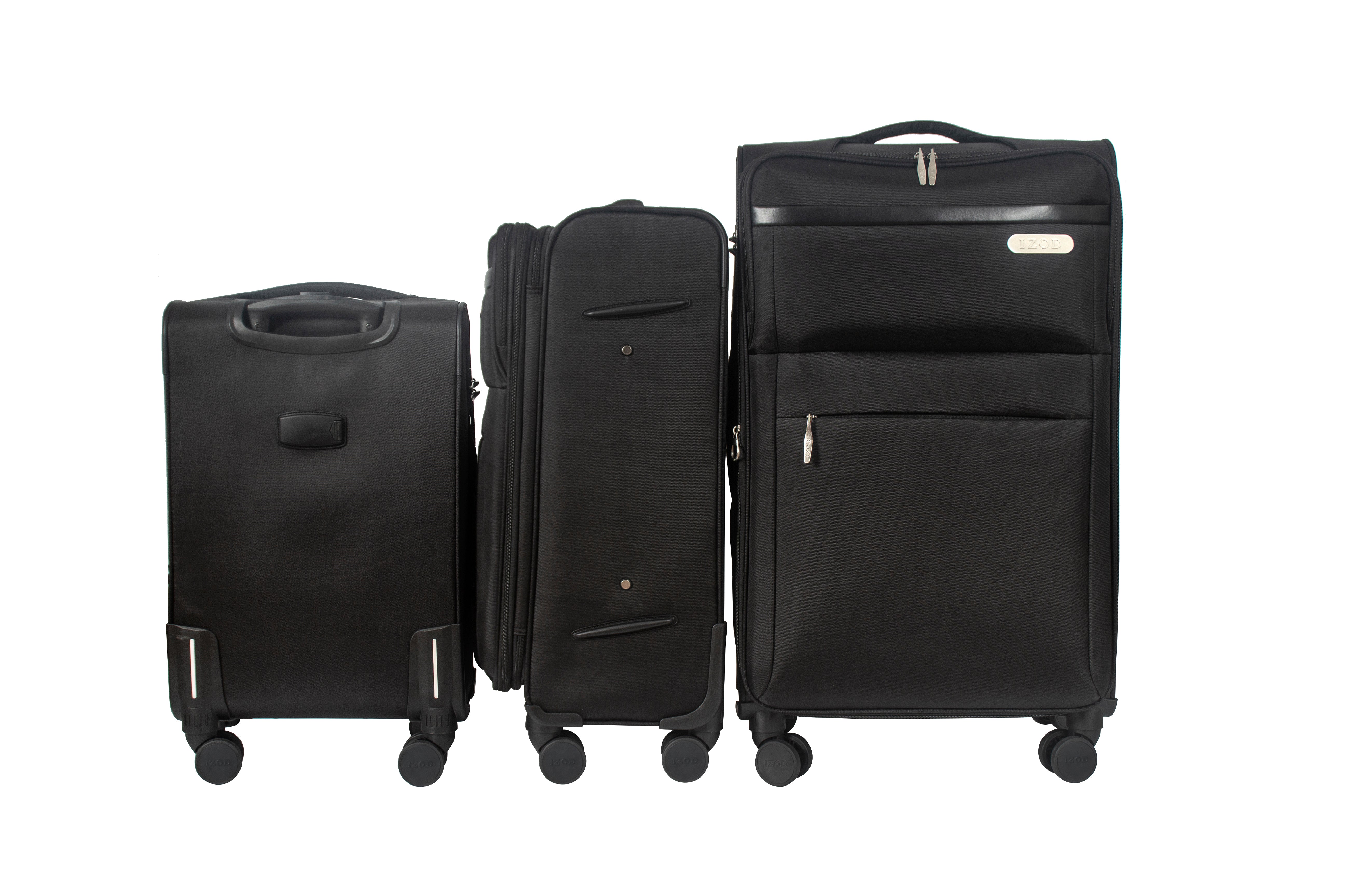 IZOD River Soft Shell Lightweight Expandable 360 Dual Spinning Wheels Combo Lock 28", 24", 20" 3 Piece Luggage Set