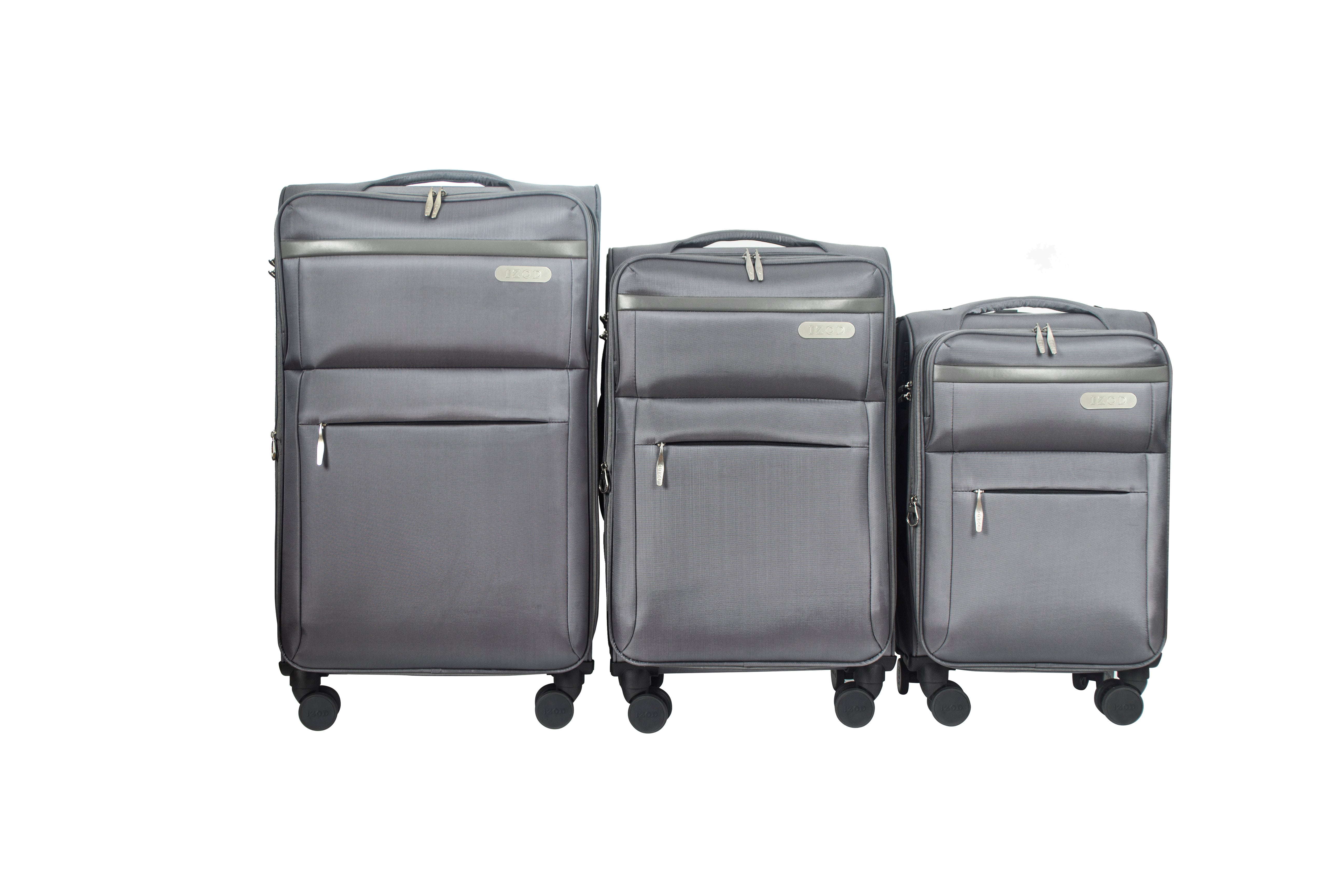 IZOD River Soft Shell Lightweight Expandable 360 Dual Spinning Wheels Combo Lock 28", 24", 20" 3 Piece Luggage Set