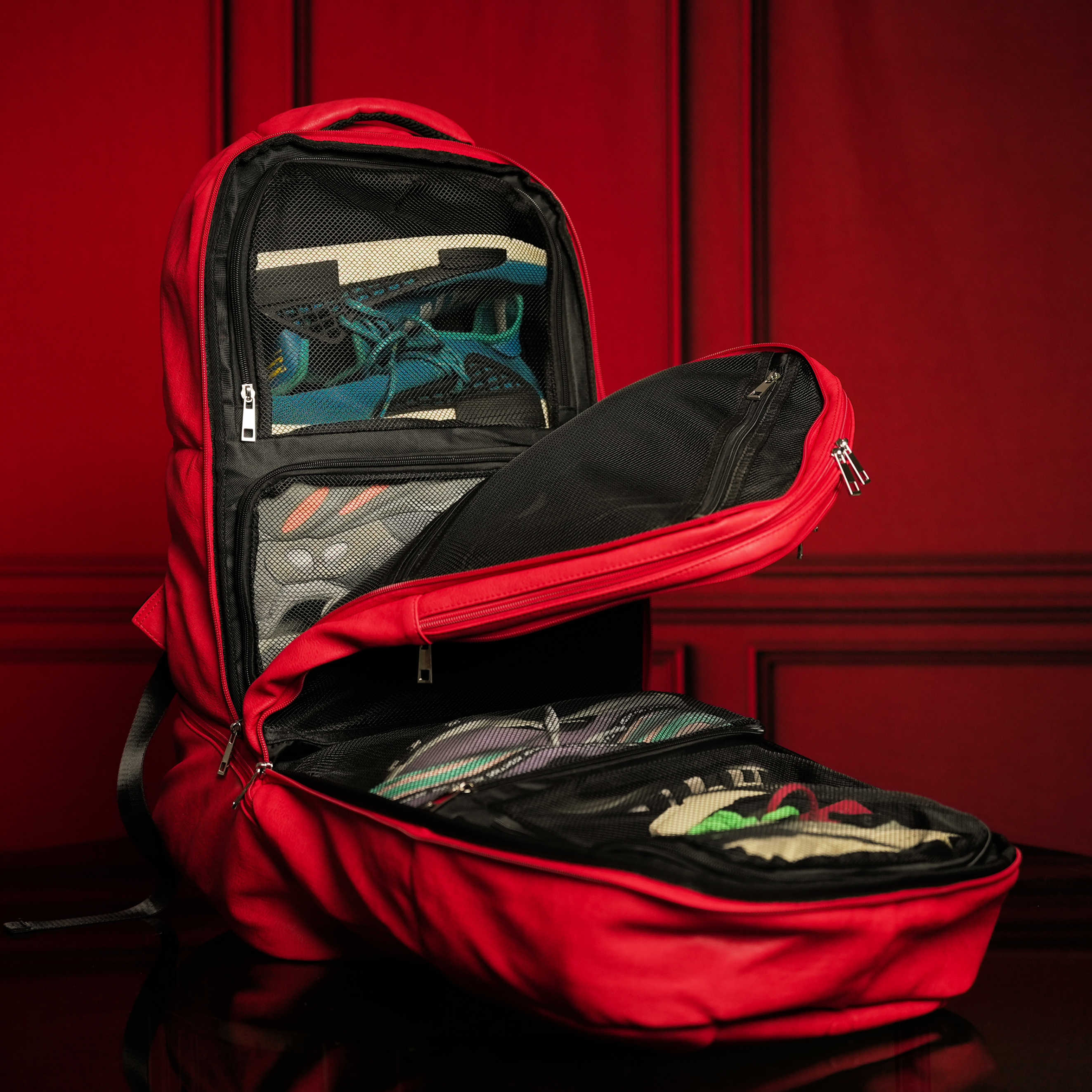 Red Leather Luxury Carry-On Patented Backpack (Only 300 Made)