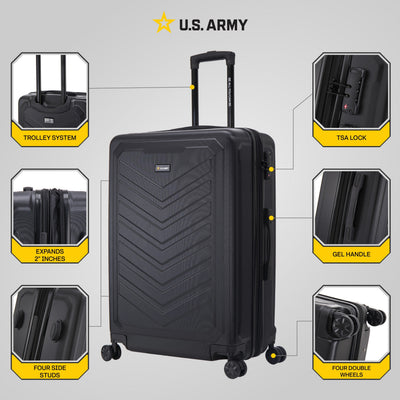 U.S. ARMY FOX PRO 28" Expandable Large Suitcase with TSA Lock