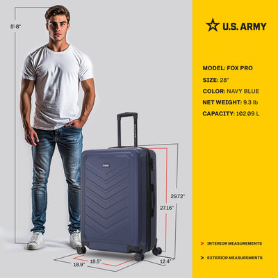 U.S. ARMY FOX PRO 28" Expandable Large Suitcase with TSA Lock