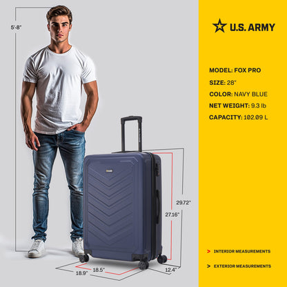 U.S. ARMY FOX PRO 28" Expandable Large Suitcase with TSA Lock