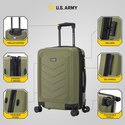 U.S. ARMY FOX PRO 20" Expandable Carry-On Suitcase with TSA Lock