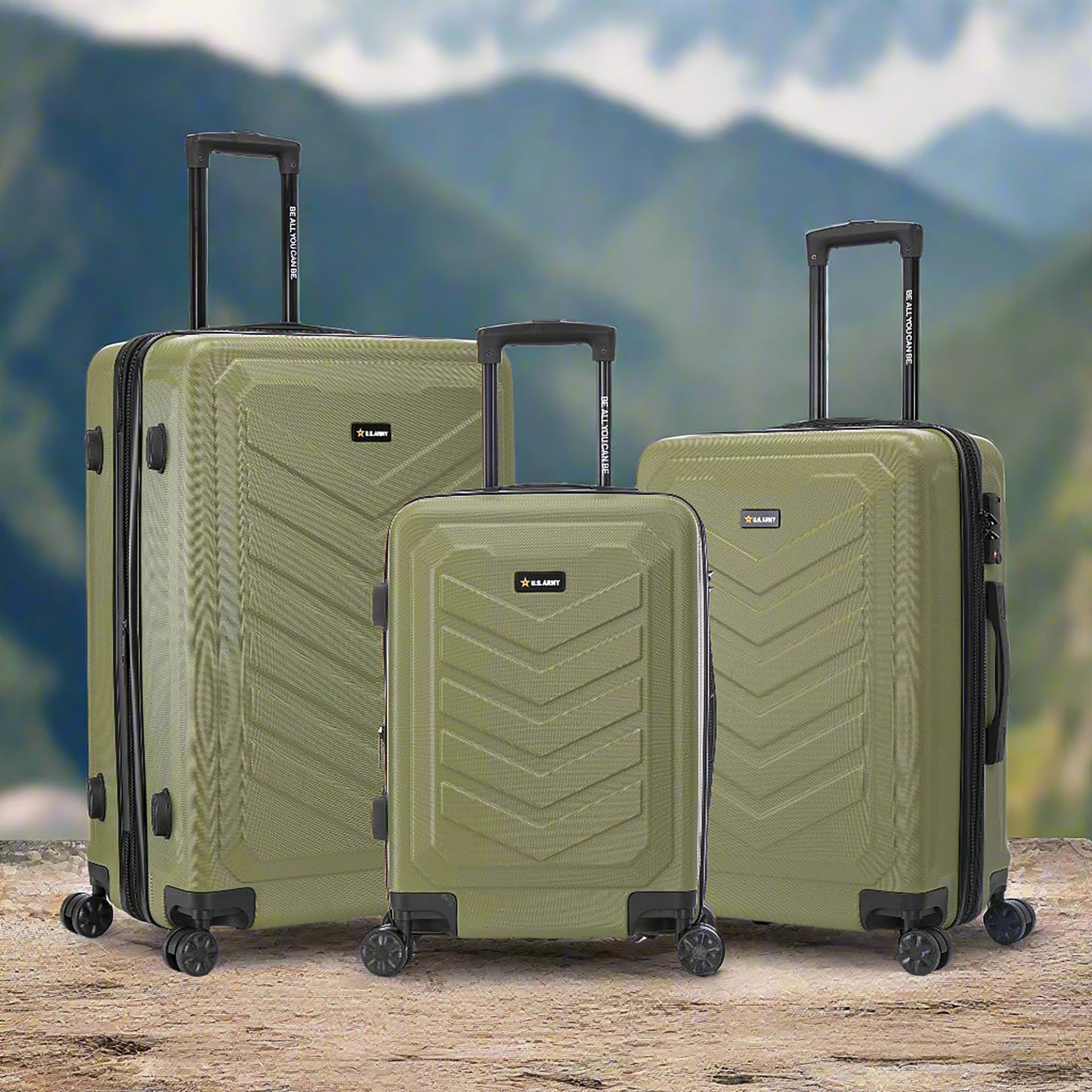 U.S. ARMY FOX PRO 3-Piece Luggage Set 20"/24"/28" Expandable Suitcases with TSA Lock