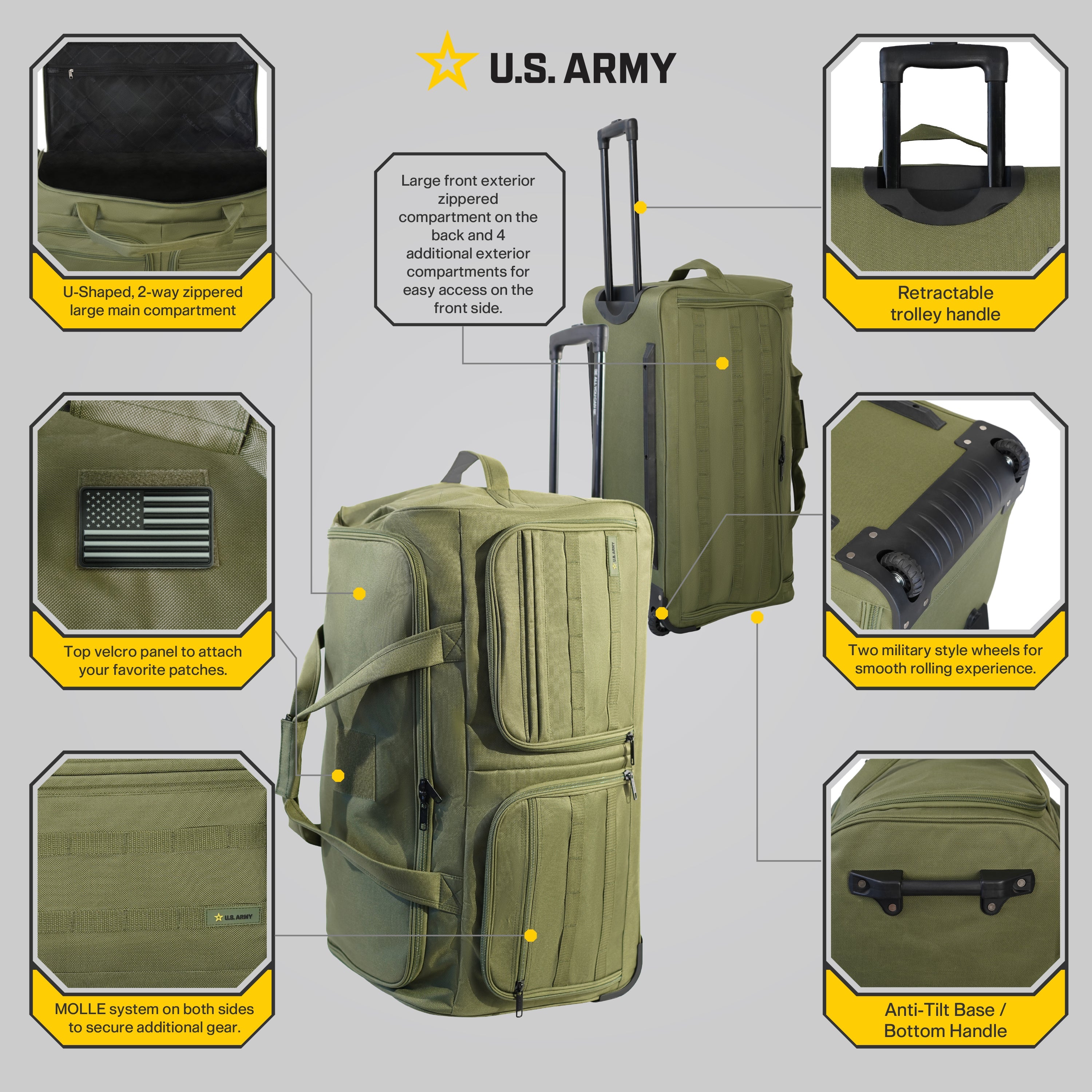 U.S. ARMY ROMEO 28-inch Tactical Rolling Duffel