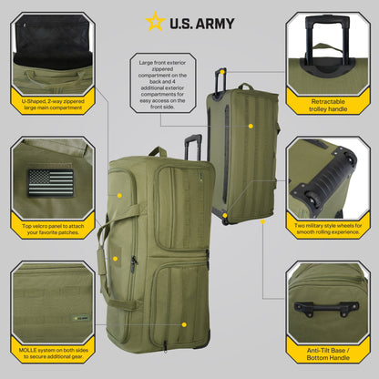 U.S. ARMY ROMEO 36-inch XL Tactical Rolling Duffel