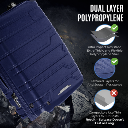 Juego de maletas rígidas Gabbiano con 8 ruedas, de polipropileno multicapa duradero, 3 piezas, 22, 26 y 31 pulgadas