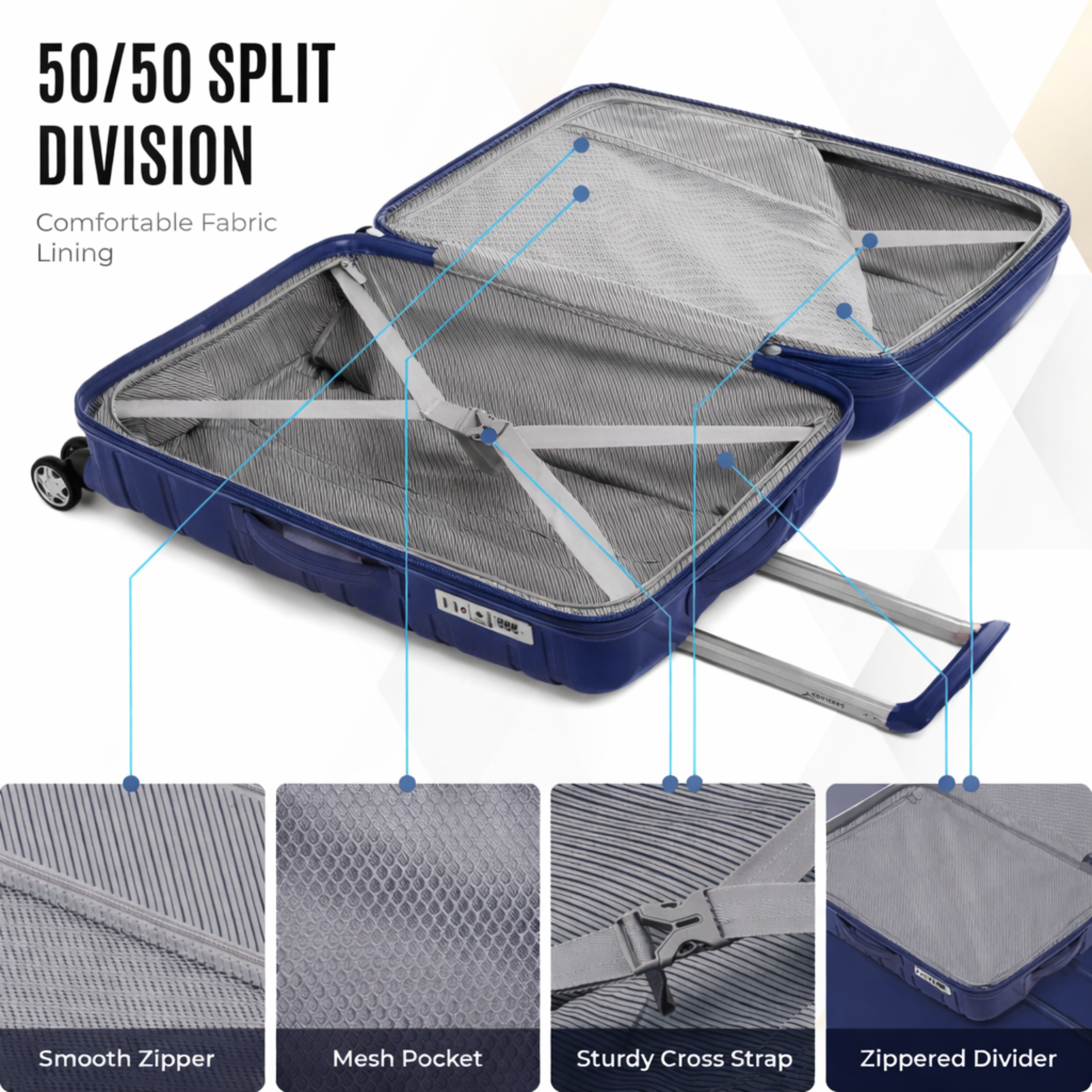 Juego de maletas rígidas Gabbiano con 8 ruedas, de polipropileno multicapa duradero, 3 piezas, 22, 26 y 31 pulgadas