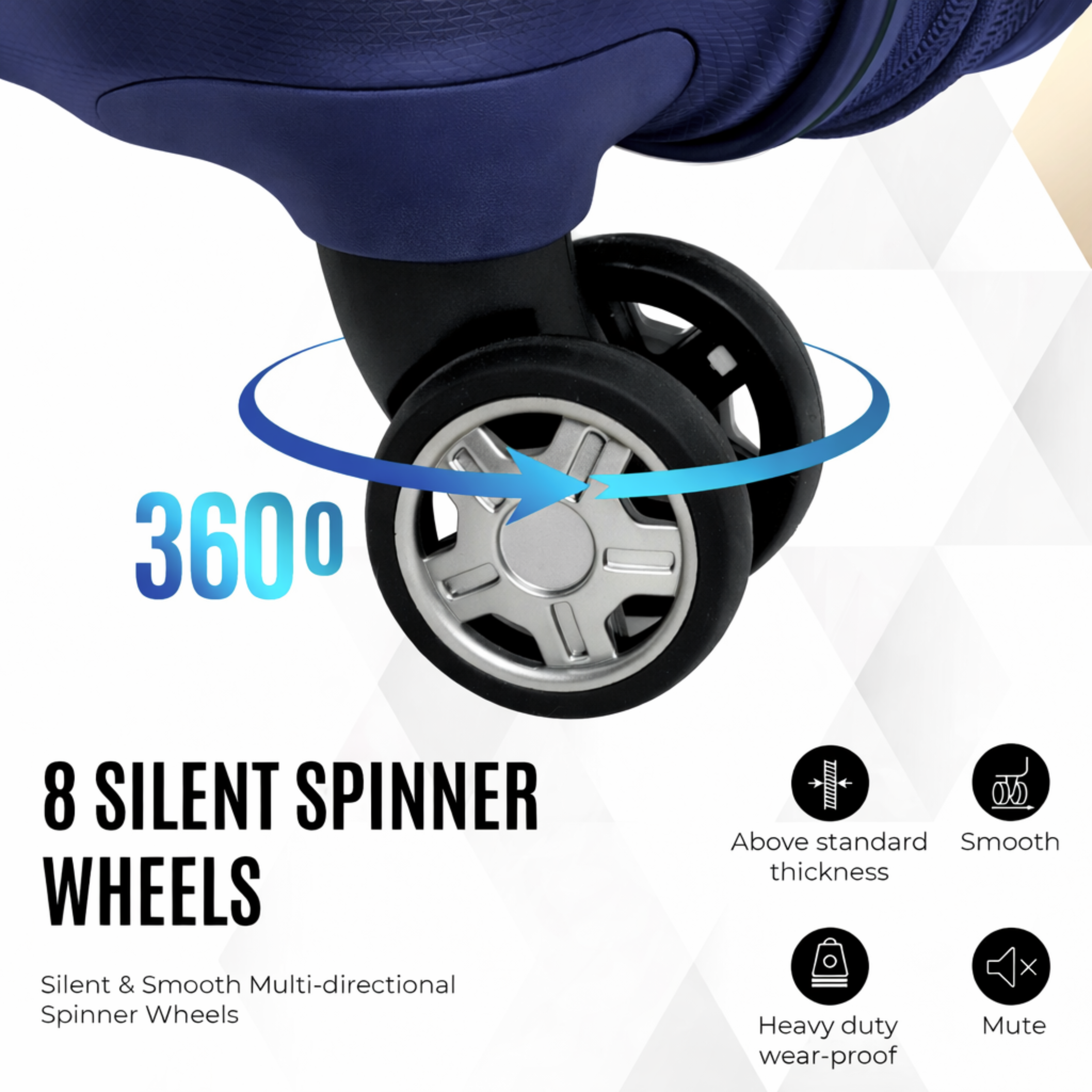 Juego de maletas rígidas Gabbiano con 8 ruedas, de polipropileno multicapa duradero, 3 piezas, 22, 26 y 31 pulgadas