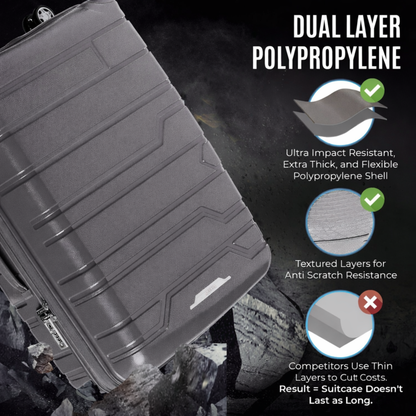 Juego de maletas rígidas Gabbiano con 8 ruedas, de polipropileno multicapa duradero, 3 piezas, 22, 26 y 31 pulgadas