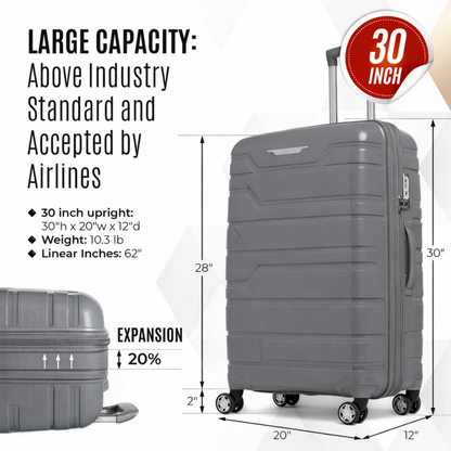 Juego de maletas rígidas Gabbiano con 8 ruedas, de polipropileno multicapa duradero, 3 piezas, 22, 26 y 31 pulgadas