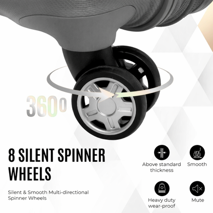 Juego de maletas rígidas Gabbiano con 8 ruedas, de polipropileno multicapa duradero, 3 piezas, 22, 26 y 31 pulgadas