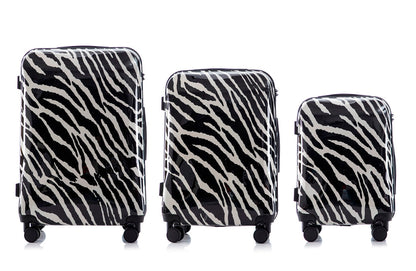 Multi-color Design ABS Hard Shell Lightweight with 360° Dual Spinning Wheels & Combo Lock – Includes 28", 24", 20" 3-Piece Luggage Set - Zebra