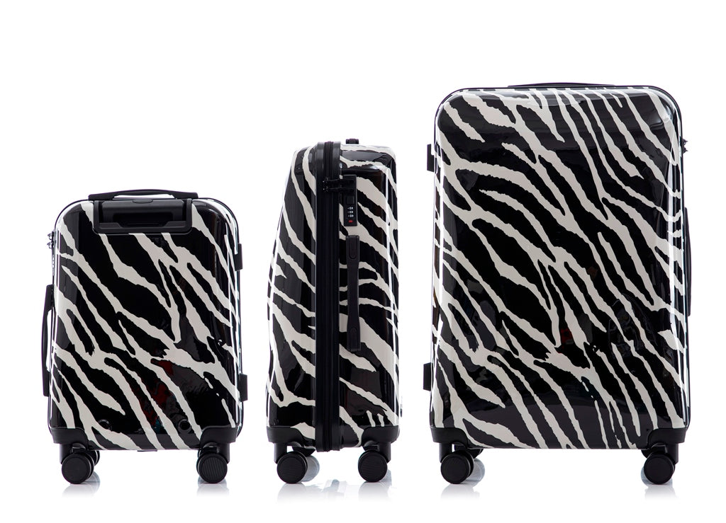Multi-color Design ABS Hard Shell Lightweight with 360° Dual Spinning Wheels & Combo Lock – Includes 28", 24", 20" 3-Piece Luggage Set - Zebra