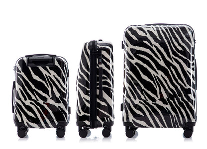 Multi-color Design ABS Hard Shell Lightweight with 360° Dual Spinning Wheels & Combo Lock – Includes 28", 24", 20" 3-Piece Luggage Set - Zebra