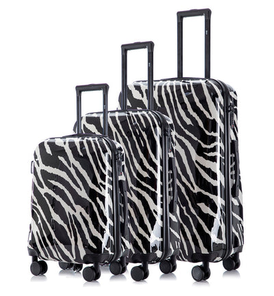 Multi-color Design ABS Hard Shell Lightweight with 360° Dual Spinning Wheels & Combo Lock – Includes 28", 24", 20" 3-Piece Luggage Set - Zebra