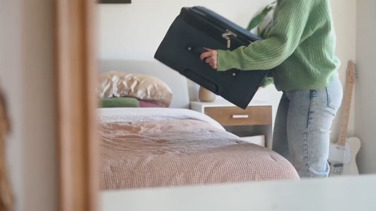 American Tourister Whim Softside Expandable Luggage with Spinners, Black, 2PC SET (Carry-on/Medium)