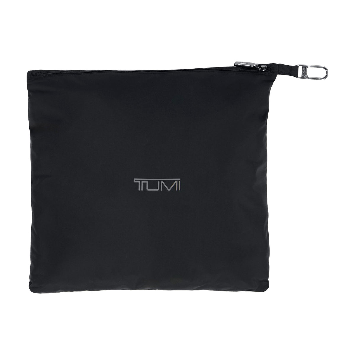 Tumi Men's Packable Puffer Jacket in Black, packed in its pouch