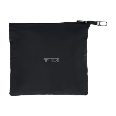 Tumi Men's Packable Puffer Jacket in Black, packed in its pouch