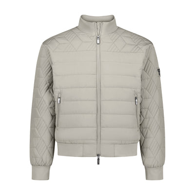 Tumi Men's Packable Puffer Jacket in Grey, flat front view